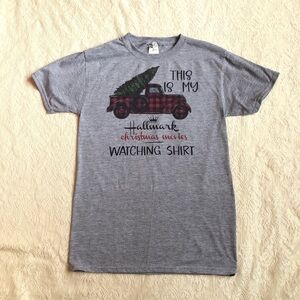 Hallmark Christmas watching novelty printed festive  tee